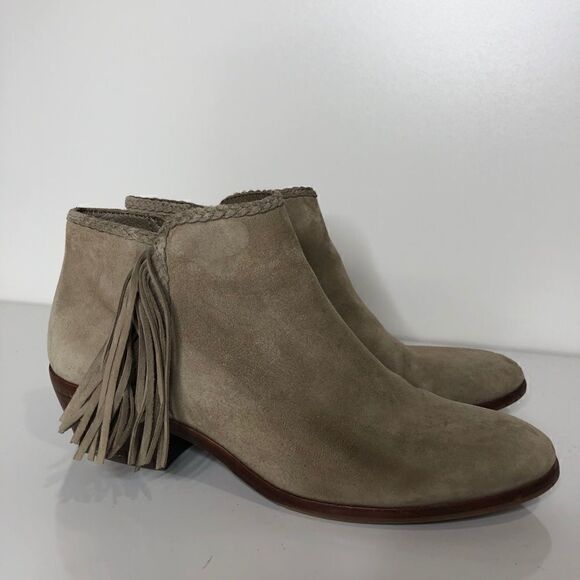 Sam Edelman Tan Suede Fringe Ankle Boots - Picture 2 of 11